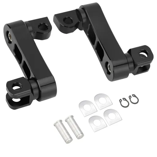 2pcs Motorcycle public seat foot nail extension part, passenger road nail clip support bracket, adjustable black replacement part
