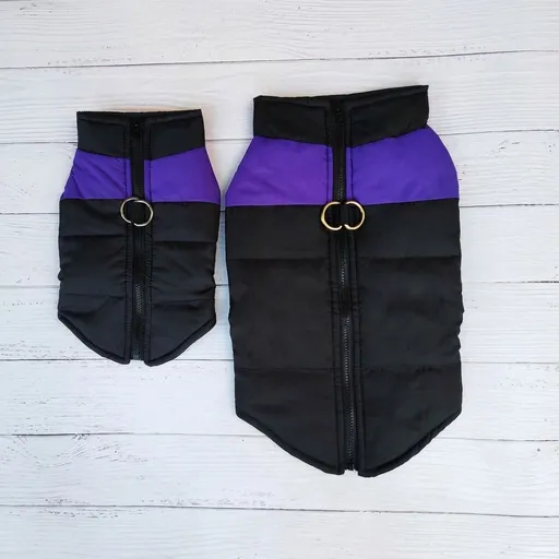 Winter Dog Ski Jacket with Waterproof and Windproof Polyester Shell, Thick PP Cotton Padding for Warmth, 3D Ergonomic Fit with D-Ring Leash Attachment, Ideal for Outdoor Walks and Snow Adventures (L, Purple)