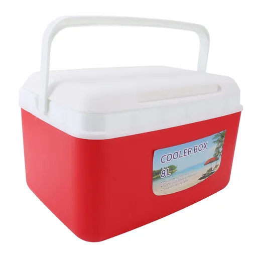 8L Insulated Portable Cooler Efficient Warm Cold Insulation Portable Hard Cooler Box Ice Cooler for Camping Picnic Beach Drink Beverage Fishing Red