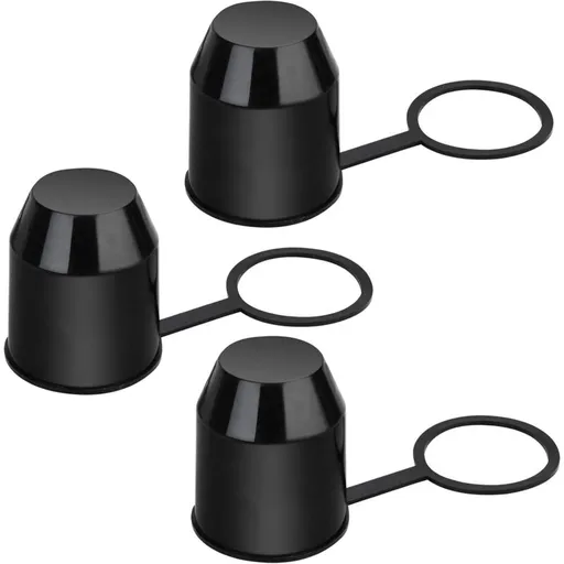 3 pcs Set Protective Caps For Trailer Hitch. Plastic - With Safety Ring - Weatherproof And Car Wash Resistant.