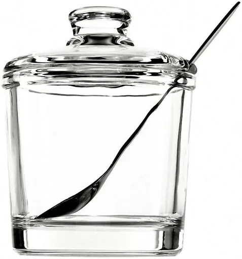 piece Classic clear glass sugar bowl with lid Serving spoon Salt shaker Pepper Storage jar Spice jar Dispenser container Sugar box Condiment Spice racks Home kitchen holder
