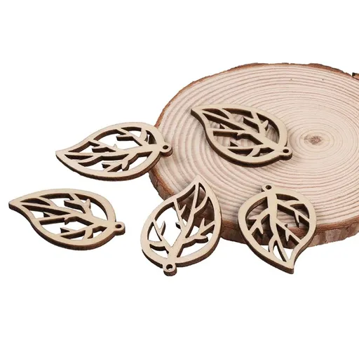 Wooden Decorative Pieces Beige Creative DIY Leaf Hanging Photo Props for Parties and Home 30Pcs