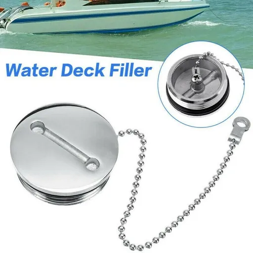 Boat Deck Fill Filler Replacement Cap with Chain Stainless Steel Water Gas