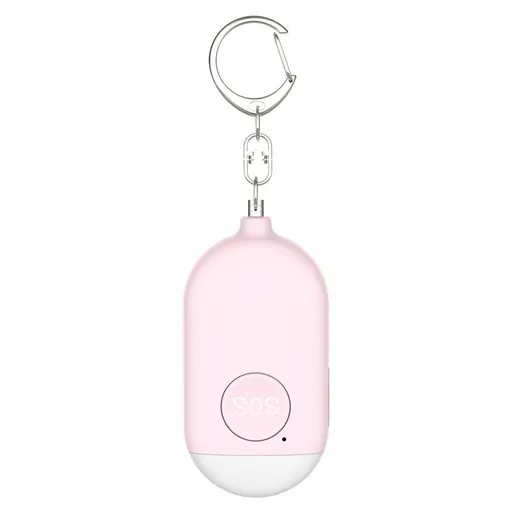 Pink Rechargeable Personal Alarm Keychain, Self Defence Safety Alarm with LED Flashlight, Portable Emergency Security Siren for Women Kids Elderly