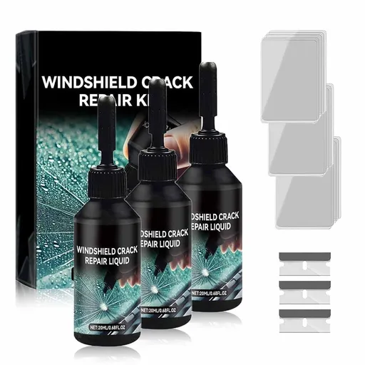 Windshield Crack Repair Kit, Cracks Gone Glass Repair Kit, Glass Repair Liquid for Cracks, Car Windshield Crack Repair Fluid, Quick Fix Windshield & Glass Repair Tools (3 PCS)