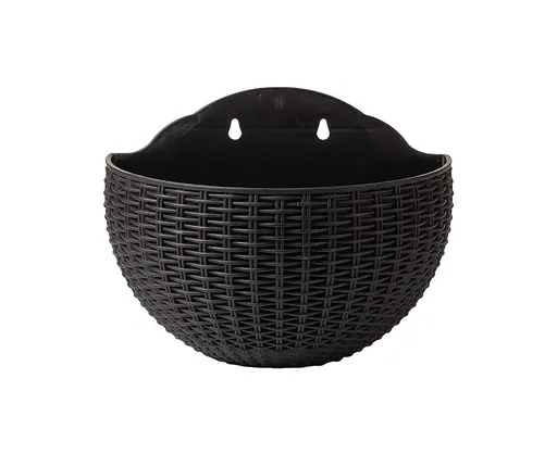 Flower Pot Exquisite Wall-mounted Plastic Wall Hanging Basket Flowerpot for Garden-Black