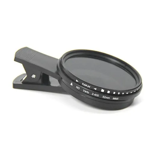 52mm Phone ND Filter ND2 to ND400 Clip-on Variable Neutral Density Filter for Phone Mobile Smart Phone Camera