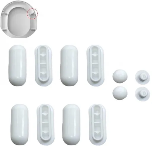 12 pieces - toilet seat bumper pads kit - bidet lid attachment - push-in replacement buffer spacer - anti-noise cushion pad cover - for bathroom repair parts - Toilet accessories - Bathroom accessories - white