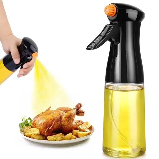 Oil Sprayer for Cooking, Upgraded Olive Oil Sprayer Bottle, Air Fryer Vinegar Spritzer, Kitchen Gadgets Roasting (Black)