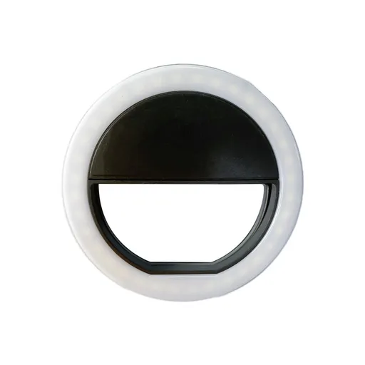 Rechargeable 85 mm LED Ring Light for Phones with Adjustable Brightness Modes, Clip-On Selfie Lighting for Makeup and Streaming, Black