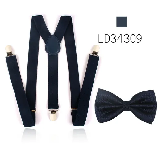 Adult Polyester Suspenders Bow Tie Set 2.5cm LD34309