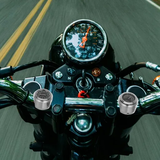 Clock Thermometer for Motorcycle Riders 2Pcs Set Black Aluminum Alloy