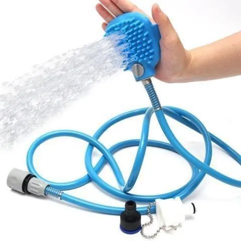 Multi-Functional Pet Shower Brush with Hose, Silicone Massage Sprayer for Dog Cat Bath Cleaning
