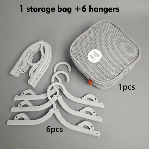 Portable Foldable Travel Clothes Hanger Set, Clothes Rack With Storage Bag For Business Trips and Home Use—Gray