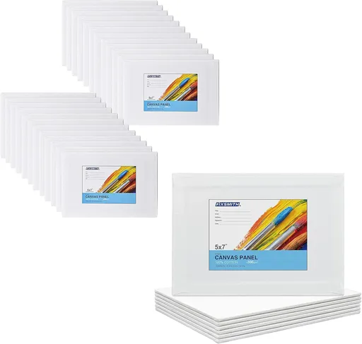 Product Image Painting Canvas Panel Boards - 5x7 Inch Art Canvas,24 Pack with 5x7 Inch Canvas Board 6 Pack Canvases, 100% Cotton, Primed Canvas Panel, Acid Free, Artist Canvas Boards