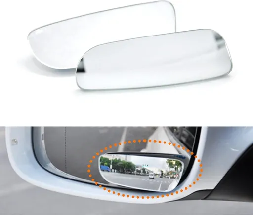 2 Piece HD Wide Angle Rectangular Blind Spot Mirror Set for Car Rearview Mirrors, Silver
