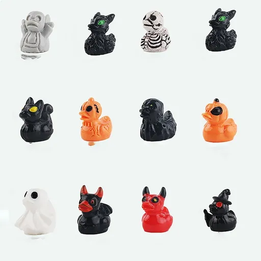 60Pcs Halloween Mini Resin Ducks, Miniature Resin Duck Figures Novelty Halloween Party Favors Gift Decoration (6 Style)