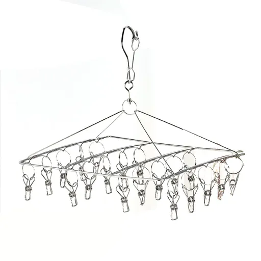 Clothes Drying Hanger Stainless Steel Multi Clip Laundry Drip Hanging Rack for Underwear Socks Hat Square