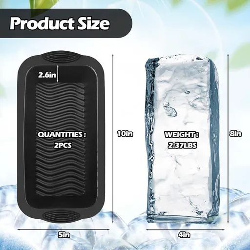 4 Pack Extra Large Ice Block Mold Black