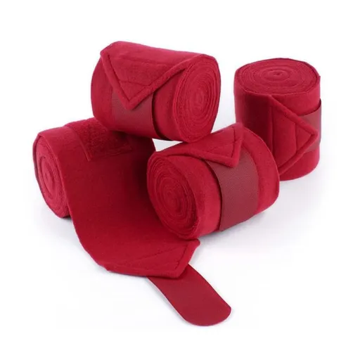 Breathable Fleece Horse Leg Wraps - Polar Fleece Polo Bandages for Horse Leg Protection - Durable Shock Absorption Equestrian Supplies - Red 4-Pack 200x12cm