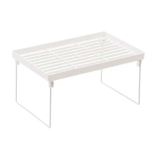 Dormitory Storage Shelf Strong PP Metal Foldable Design Simple Style Desktop Display Shelf for Home Dormitory Office White M