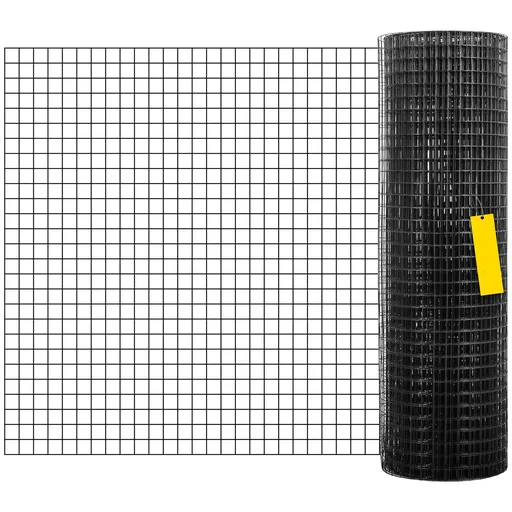 Hardware Cloth, 24" x 100' & 1"x1" Mesh Size, Galvanized Steel Vinyl Coated 16 Gauge Chicken Wire Fencing with A Cutting Plier & A Pair of Fabric Gloves, for Garden Fencing & Pet Enclosures,