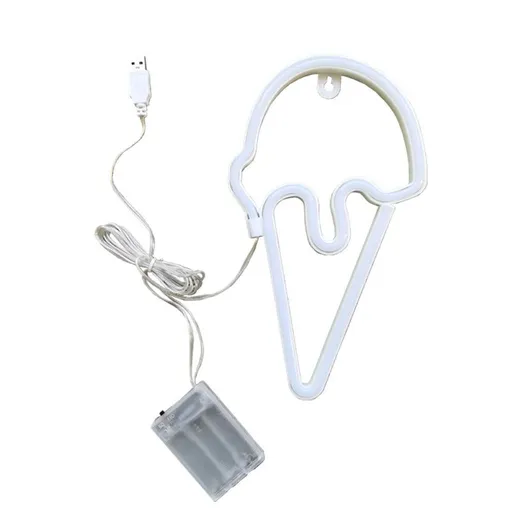 Neon Signs Ice Cream Lights Summer, Popsicle Lights with Base Art Decorations Battery/USB Operated Night Lights for Bedroom