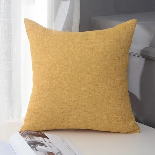 Le Su Cotton Linen Cushion Solid Color with Core 14# bright yellow 40*40-pillowcase 420g thick pillow core