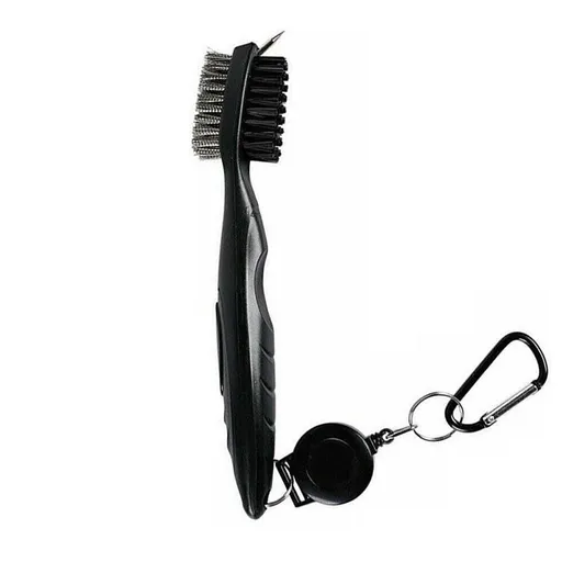 Golf Cleaning Brush Retractable Stock Color Groove Cleaner With Reel Club Ball - Black
