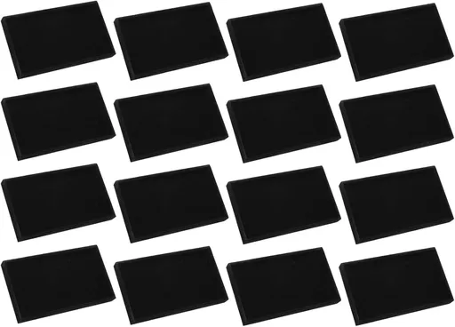 16PCS Jewelry Organizer Tray Stackable, Wooden Jewelry Containers Velvet Drawer Organizer Inserts Holder for Earrings Necklaces Rings Bracelet (8.5" x 5.1" x 1" Black)