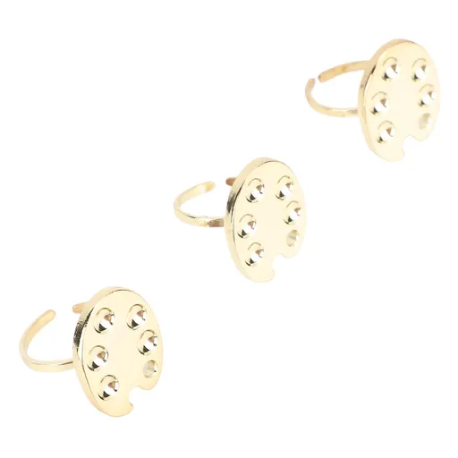 3PCS Mini Nail Art Palette Finger Rings Aluminum Wearable Metal Manicure Palette Nail Polish Mixing Plate for Nail Art Display