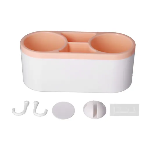 Hair Dryer Holder Wall Mounted Innovative Multifunctional Hair Tool Organizer with Stickers for Home Hotel BathroomOrange