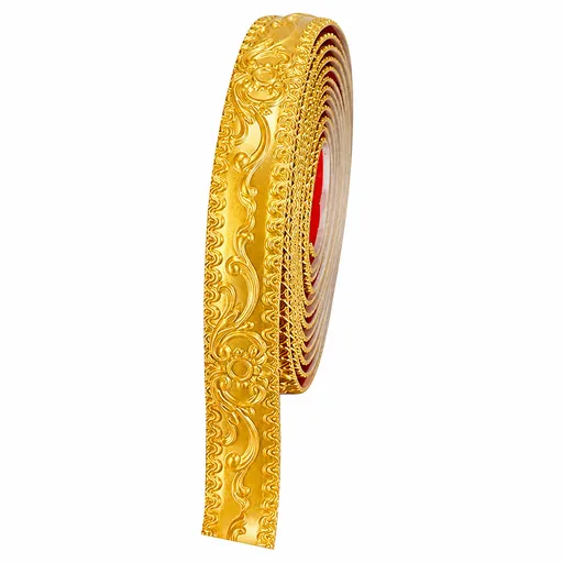 16.4ft Self Adhesive Flexible Molding Trim, Peel & Stick Wall Border for Ceiling, Cabinet and Mirror Frame, Gold