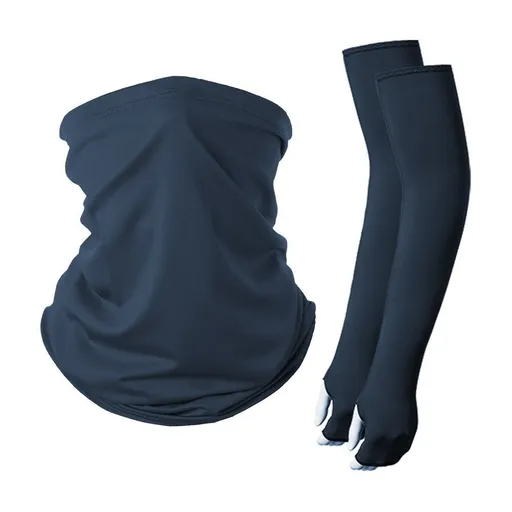 Multi‑Function Outdoor Sun Shield Kit, Ice Sleeves Integrate Gloves With Wind‑Proof Neck Gaiter, Ideal For Camping & Mountaineering, Christmas Hiking Enthusiast Gift, One Size, Navy Mask, 2 Pcs