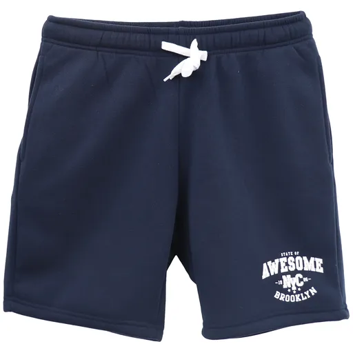 Men's Fleece Shorts Casual Sports Sweat Pants w Elastic Waist Drawstring Pockets, Navy, 3XL
