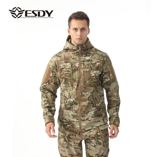 ESDY Men Soft Shell Windproof Jacket Outdoor Cc camouflage XXL