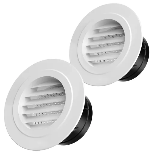 Soffit Vents 4 Inch, Soffit Exhaust Vent Exterior Round Vent Cover with Built-in a Fly Screen for Bathroom Office Home-2 PCS