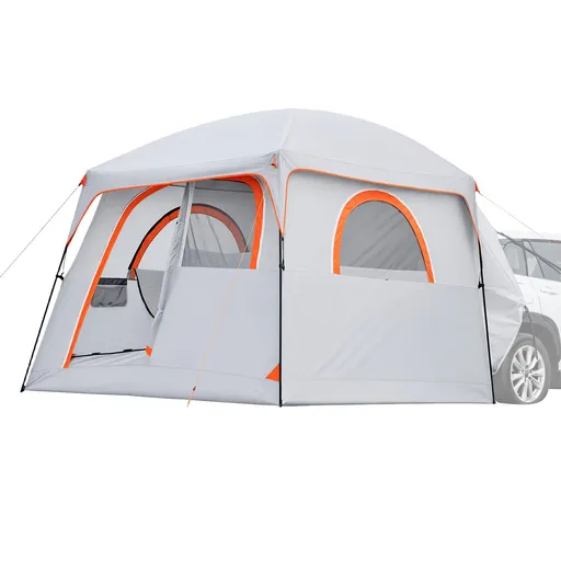 Large SUV Tent for 6 Person, 3.05 x 2.74m 3-Season SUV Tailgate Tent with Ventilated Doors & Mesh Windows, PU2000mm Waterproof Dual-Use Car Rear Hatch Tents for Outdoor Camping Hiking