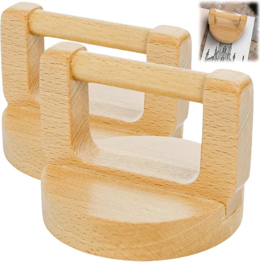 2 Pack Block Printing Baren, 4 Inch Wood Barens for Printmaking, Hand Press Tool with Ergonomic Handle Linocut, Crafting, Scrapbooking, Ink, Stamping