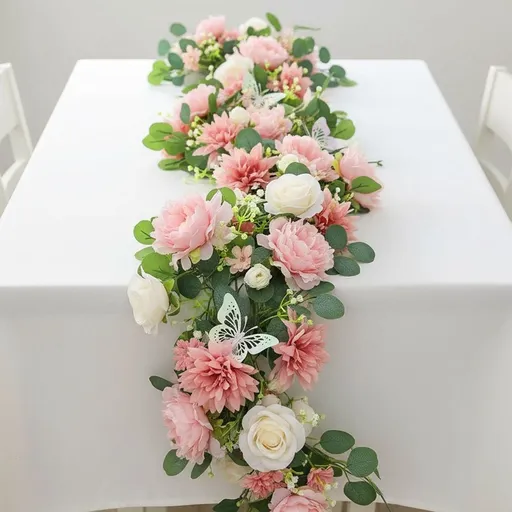 Artificial Rose Vine Garland 180cm 70.9in Realistic Silk Flowers for Wedding Arch Backdrop Home Garden Wall Hanging Party Decor