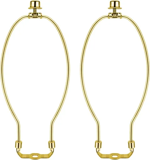 2 Pcs 10Inch Lamp Shade Harp Holders Detachable Heavy Duty DIY Lighting Accessories for Floor Lamps and Table Finials (Polished Brass)