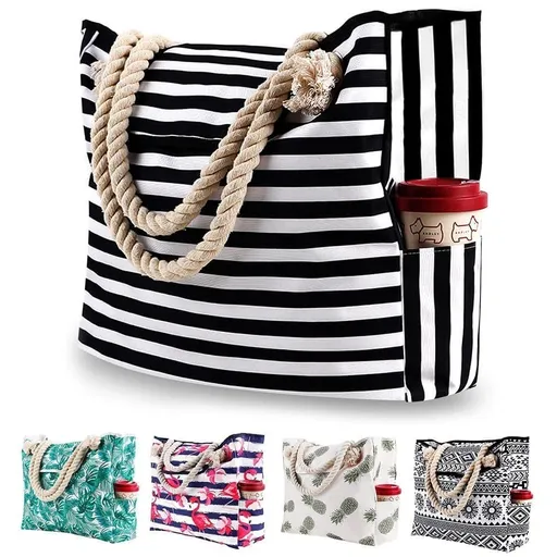 Large Beach Picnic Bag, Black