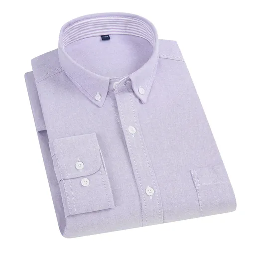 East Rain Men Cotton Long Sleeve Shirt Purple 43/3XL