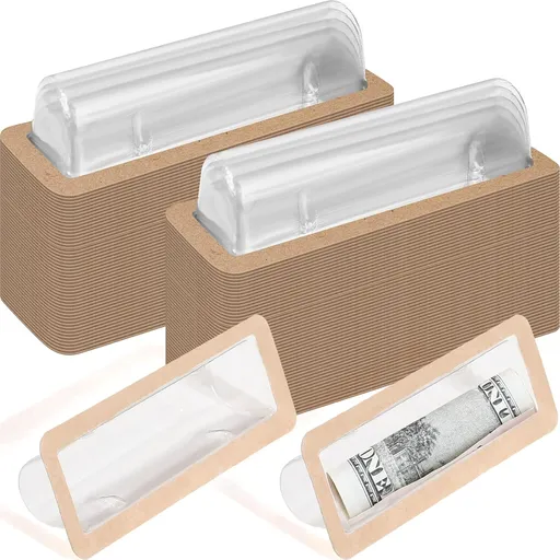 200 Pcs Clear Lip Balm Pouches Plastic Money Holder for Cash Gift Lipstick Plastic Domes Compact Money Card Holder with Adhesive Lip Balm Cards for Organize DIY Storage
