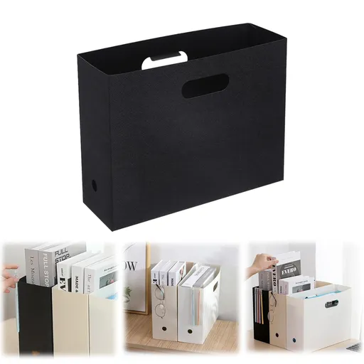 Magazine Basket Holder, Document File Holder Organizer, File Folder, Newspaper Storage Bin Organizer for Home or, Black, 11 x 32 x 24.5 cm