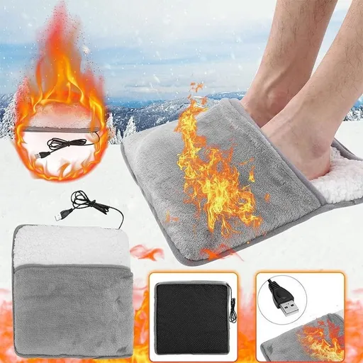 USB Rechargeable Heated Foot Pad Cover for Winter - Cordless Foot Warmer with Shoe Inserts, Adjustable Heat Foot Warmer for Indoor Outdoor Use, Portable Heated Foot Rest for Cold Weather Comfort