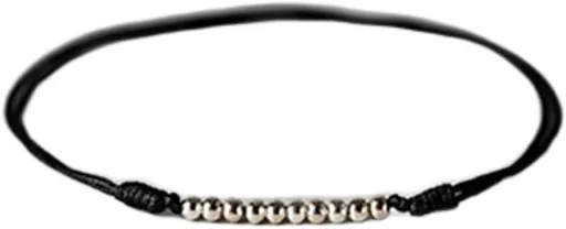 Sterling Silver Anklet Lucky Beads Anklet for Women Men Red String Black Cord Foot Bracelet Vintage Braid Adjustable Anklet Feng Shui Wealth Prosperity Attract Money Good Fortune