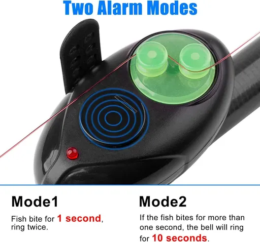 4 PCS Fishing Bite Alarm Indicator, Electronic Alarms Bite with 2 Alarm Modes, Sensitive Sound Bite Alert Bell with LED Lights