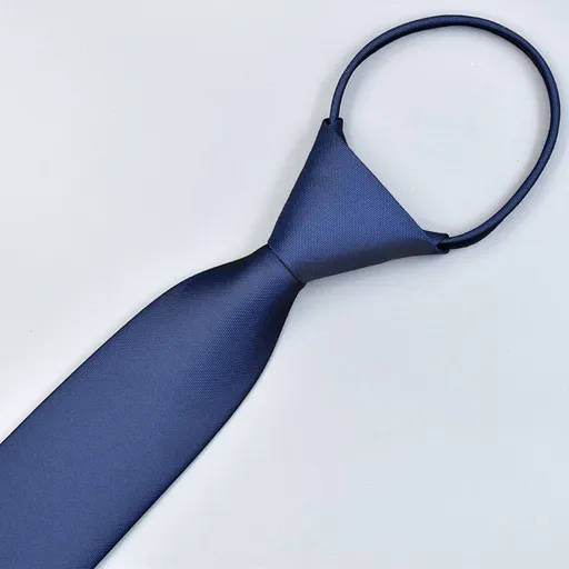 Men Formal Tie Blue Pre Tied Zipper Neck Tie Ideal for Business Weddings Graduations