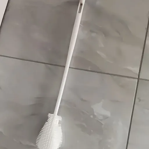 Household Long Handle Soft Cup Brush with Foldable Head - 360掳 Full Coverage Cleaning Brush for Kitchen Bottles and Cups, Portable Reusable Grip Manual Tool 1pc White